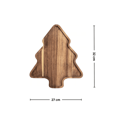 Fat juletre naturfarget akasie 32 x 27 x 2 cm - Lindas Dekor Serveringsfat