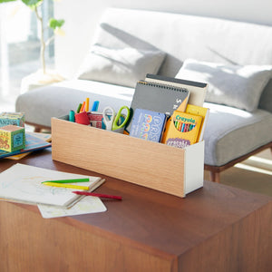 Bred bordorganizer med magnetiske skillevegger og front i tre