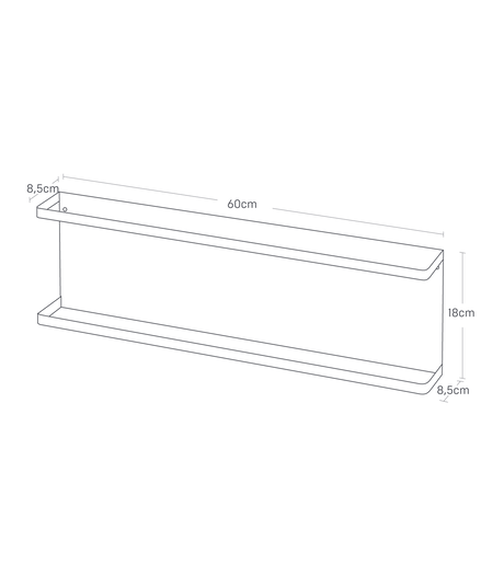 Oppbevaringshylle til vegg med kroker sort