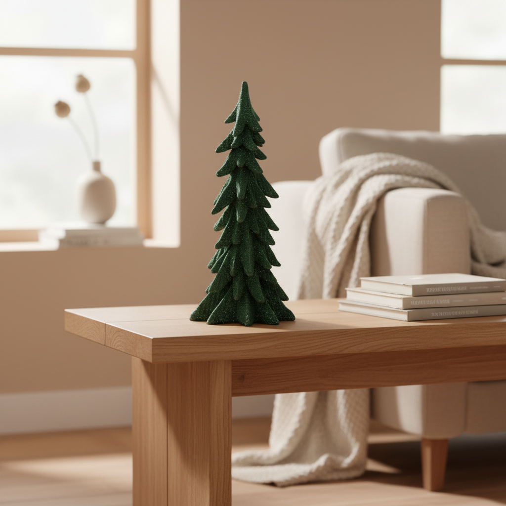 Stort grønt juletre dekorasjon med glitter - tidløs julepynt til moderne og tradisjonelle hjem