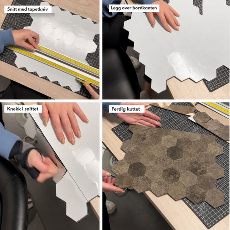 10-pk Hexagon brun betong selvklebende veggfliser - Lindas Dekor Veggfliser