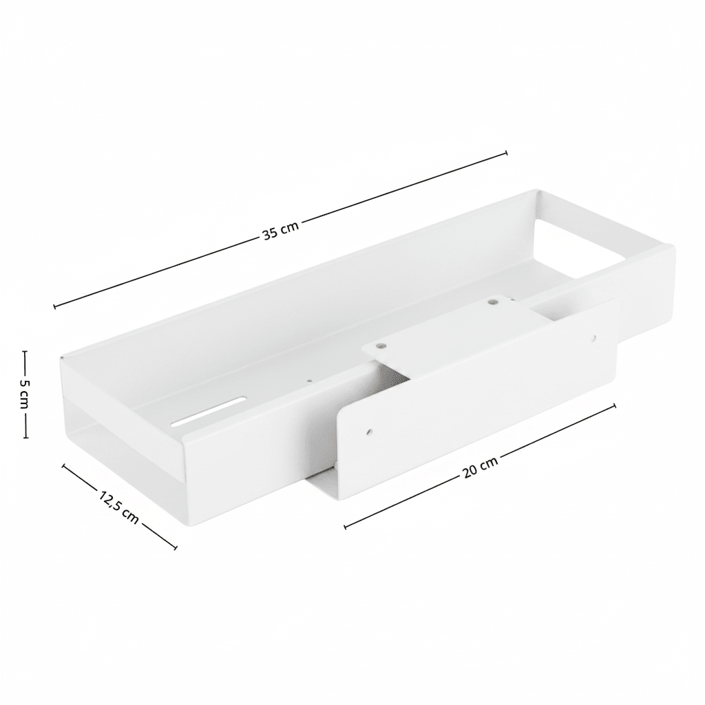 Uttrekkbar hylle smal hvit 35 x 12,5 cm - Lindas Dekor