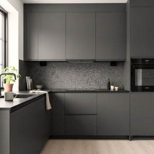 8 - pk Lisboa Terrazzo mørkegrå selvklebende fliser - Lindas Dekor