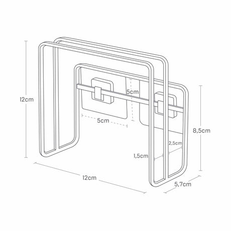 Kjøkkenholder i sort til skjærebrett montert på vegg for bedre organisering