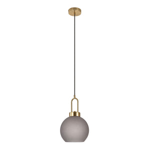 Produktbilde: Luton taklampe i matt røykfarget glass med messingdetaljer, Ø20 cm – produktfoto på nøytral bakgrunn
