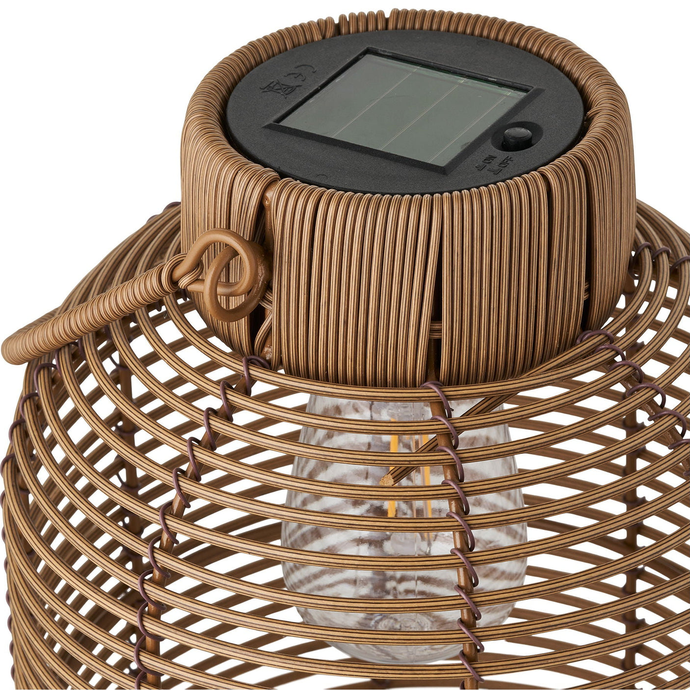 Detaljbilde av solcellepanel på toppen av lampen