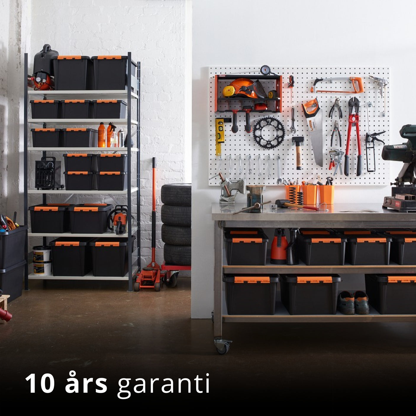 SmartStore oppbevaringssystem i verksted med verktøy og organiserte bokser