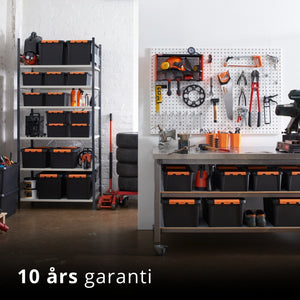 SmartStore oppbevaringssystem i verksted med verktøy og organiserte bokser