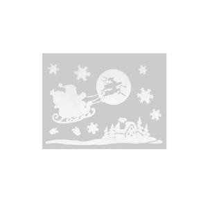 Julestickers med nisseslede hvit 31,5 x 30,4 cm - Lindas Dekor Wallstickers