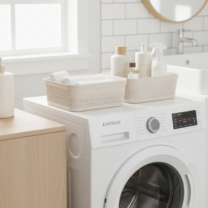 2-pk Oppbevaringskurv sandfarget 19 x 13,5 x 6cm