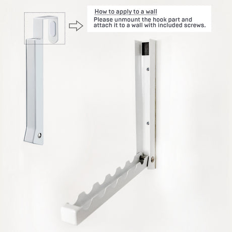 Kan monteres på vegg med skruer for ekstra stabilitet.