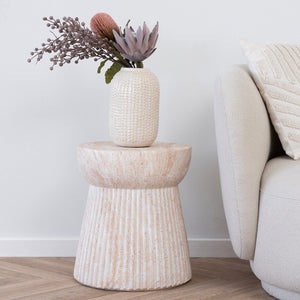 Bonn sidebord fiberclay riflet natur ø37 cm