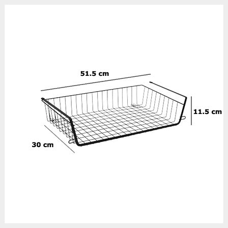 Hengekurv til hylle i metall sort 51,5 x 30 x 11,5 cm