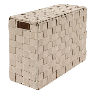 Rektangulär förvaringskorg i beige polyester med lock