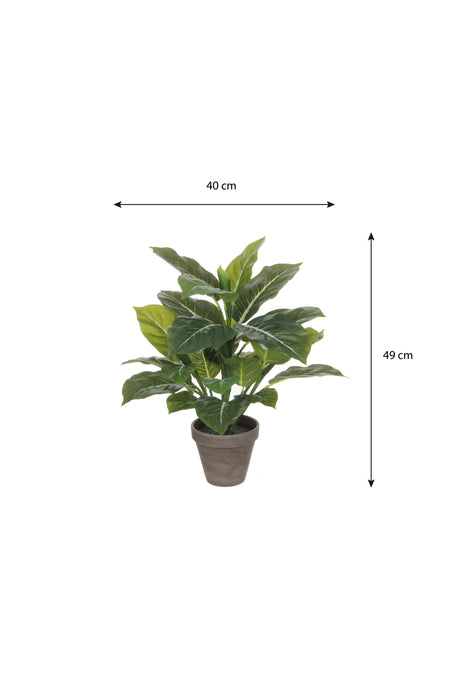 Evergreen kunstig plante grønn grå 49 cm med potte - Lindas Dekor