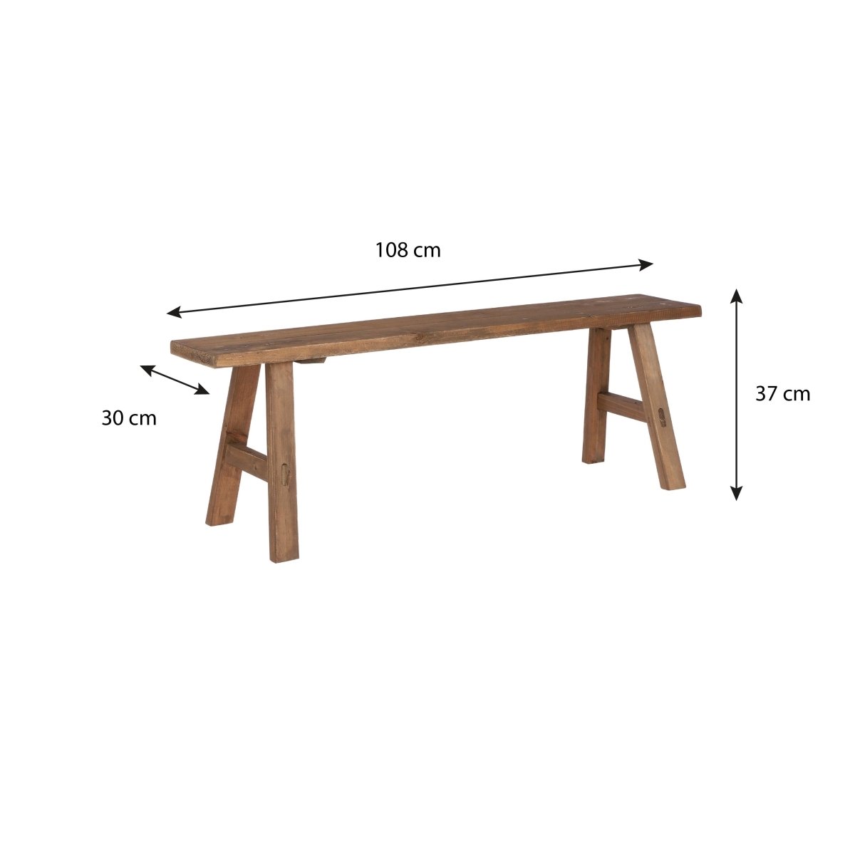 Bold benk stor i tre natur 108 cm - Lindas Dekor
