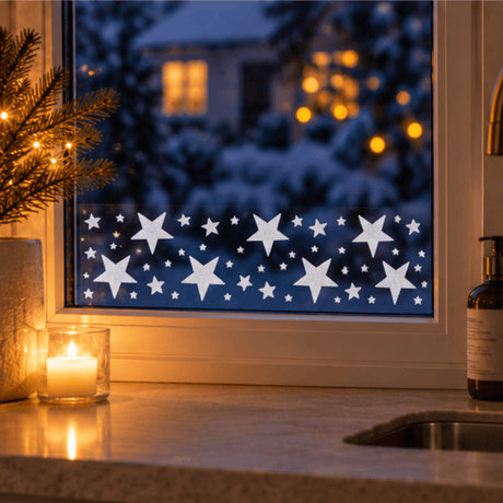 Julebanner stickers med stjerner hvit 58 x 12 cm - Lindas Dekor Wallstickers