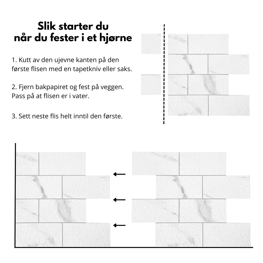 Olivia subway selvklebende veggfliser