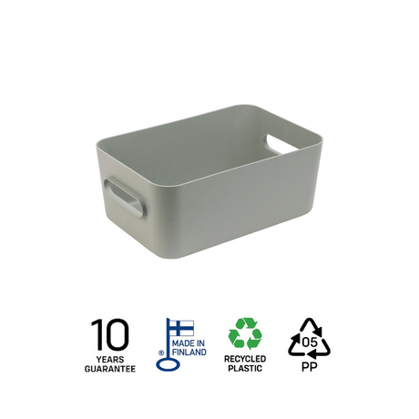 SmartStore Comfort M oppbevaringskurv i grågrønn resirkulert plast, produsert i Finland med 10 års garanti