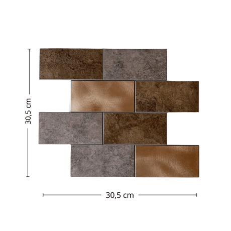 Subway fliser Bente med metalliske detaljer og jordfarger for moderne kjøkken
