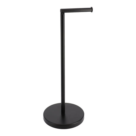 Toalettrullholder i sort metall med reserveholder