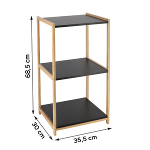Måltegning av bambusreol med hyller i MDF: høyde 68,5 cm, bredde 35,5 cm, dybde 30 cm