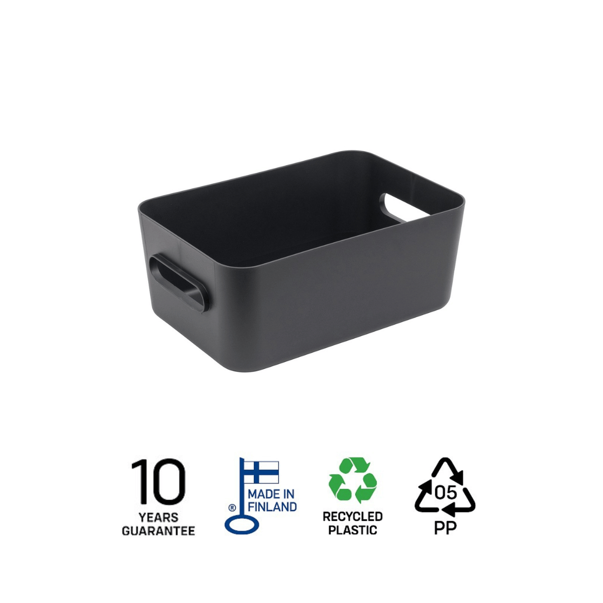 SmartStore Comfort M opbevaringskurv i koksgrå genanvendt plast, produceret i Finland med 10 års garanti
