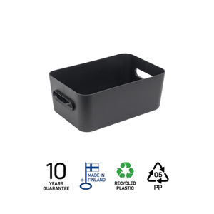 SmartStore Comfort M opbevaringskurv i koksgrå genanvendt plast, produceret i Finland med 10 års garanti