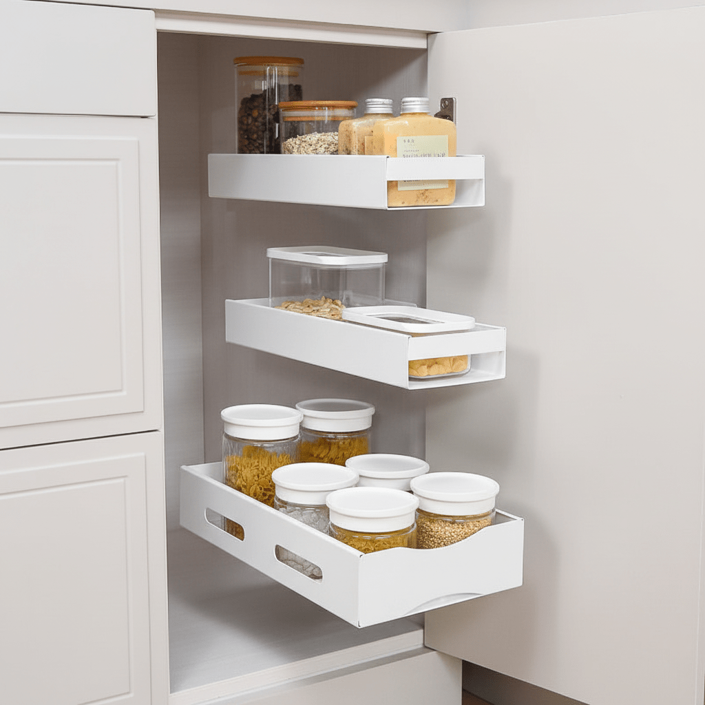 Uttrekkbar hylle smal hvit 35 x 12,5 cm - Lindas Dekor
