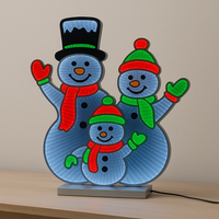 Snømenn LED lysskilt tosidig 66 cm