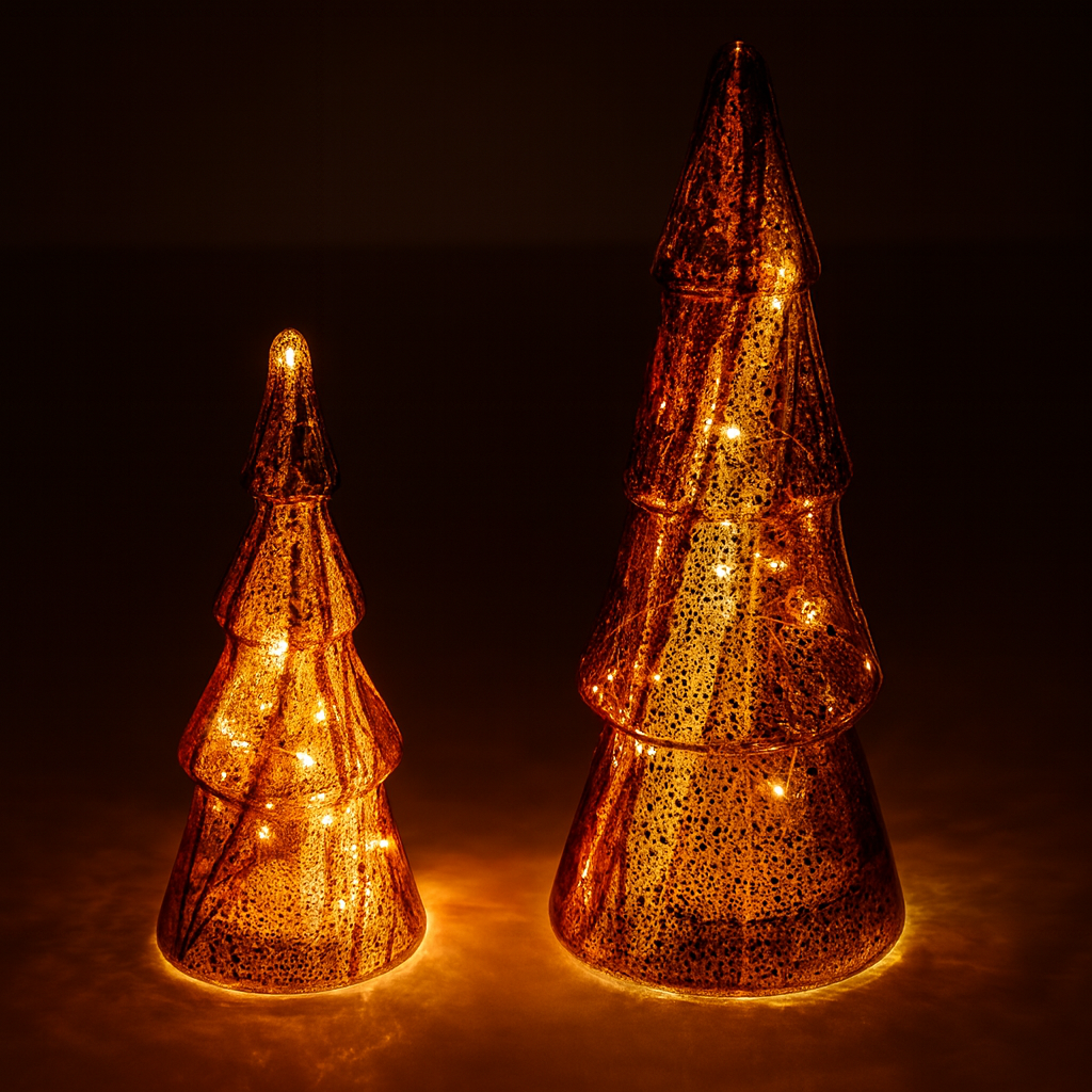 Rødt juletre med LED-belysning – elegant juledekorasjon til bord og vinduskarm