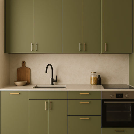 Uni matt olivengrønn kontaktplast 45 cm bred – rulleformat