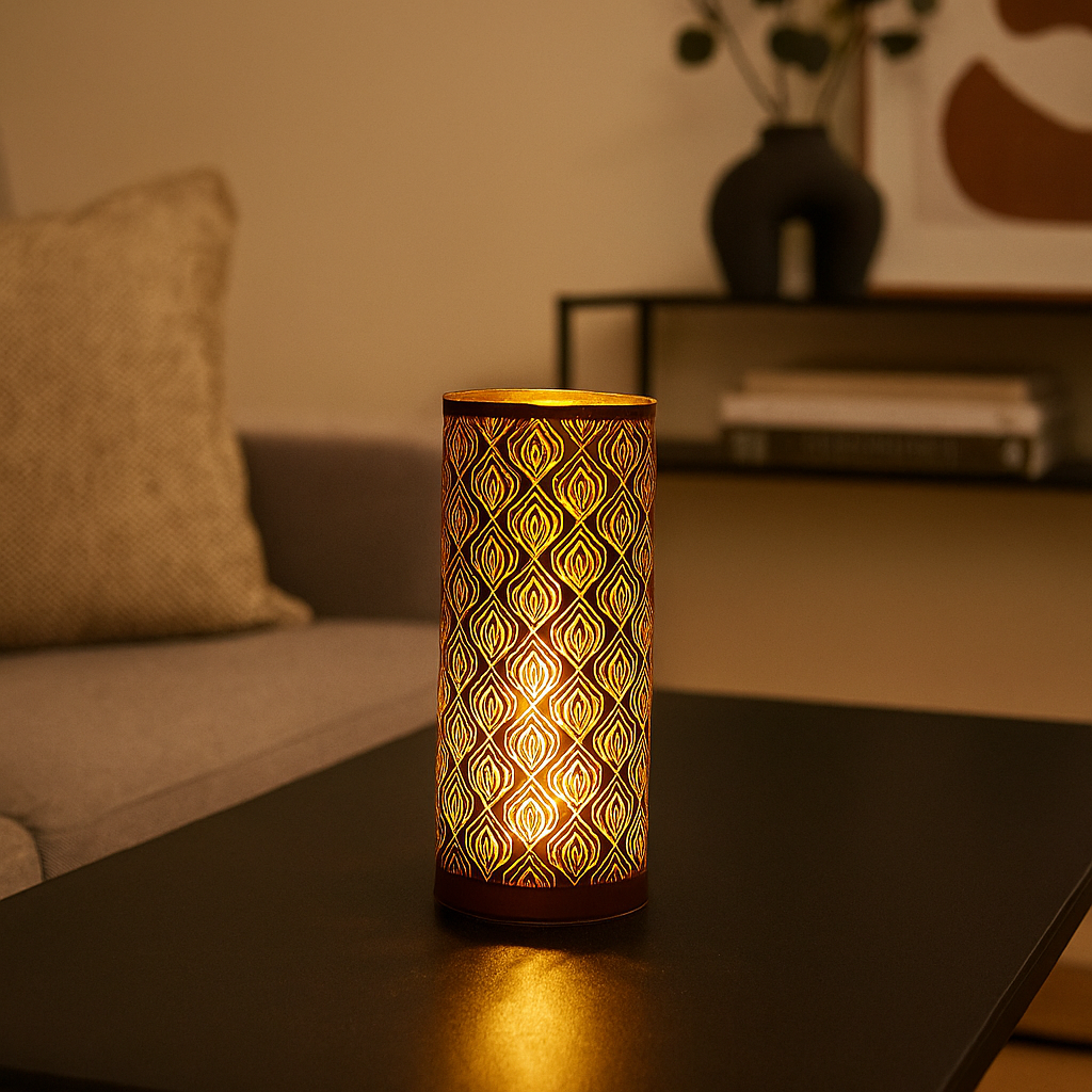 Lyslykt LED oriental, brun stor