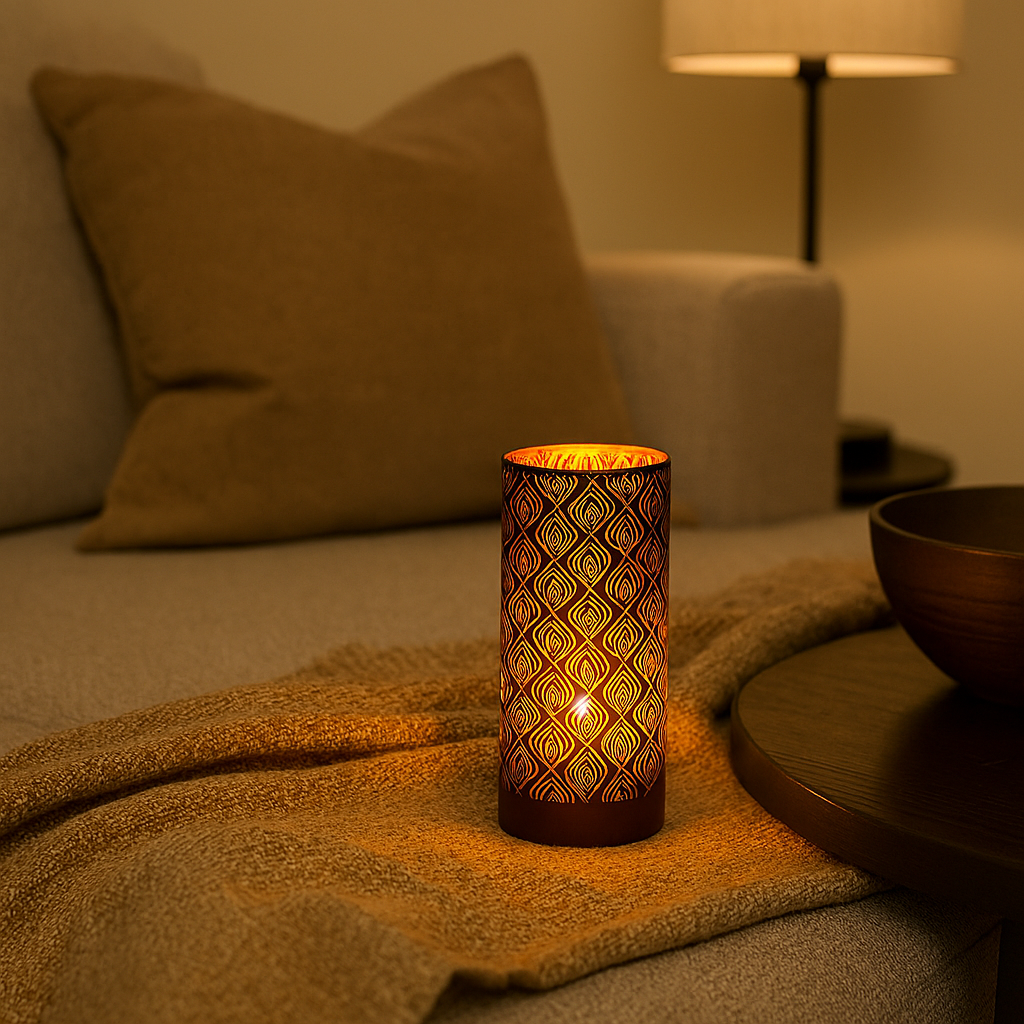 Lyslykt LED oriental, brun medium