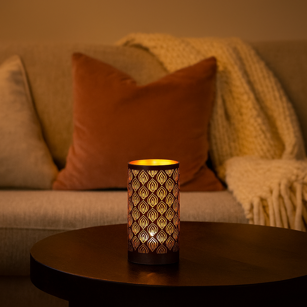 Lyslykt LED Oriental, brun liten