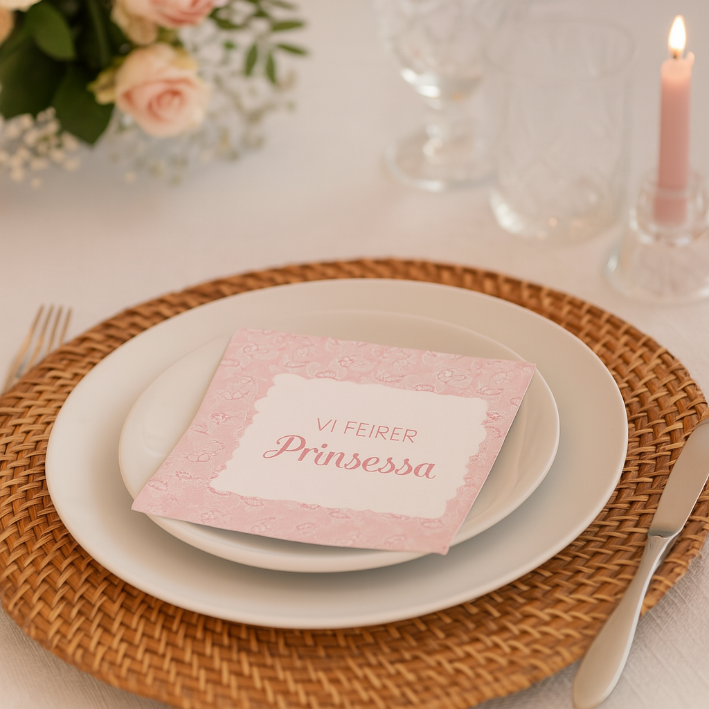 Servietter til dåp, rosa 20-pk