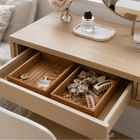 Stabelbar organiseringsbrett i tre/akasie 23,5 x 15 x 5 cm - Lindas Dekor Oppbevaringshylle