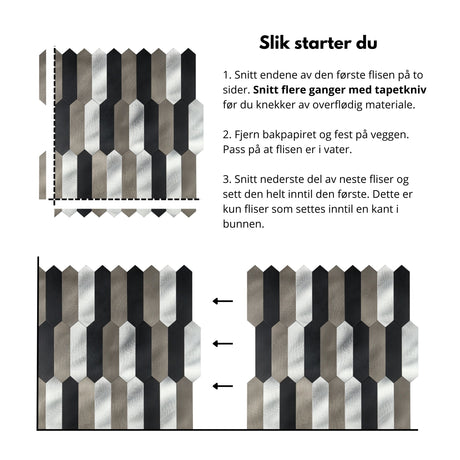 Instruksjon og montering av Tanya selvklebende fliser uten fuging