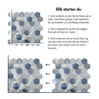Lykke hexagon selvklebende veggfliser