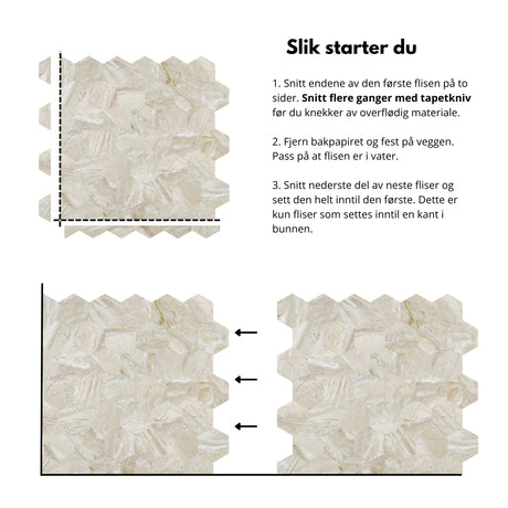 10-pk Grace hexagon selvklebende veggfliser
