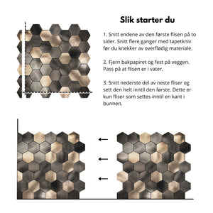 Latte hexagon selvklebende veggfliser