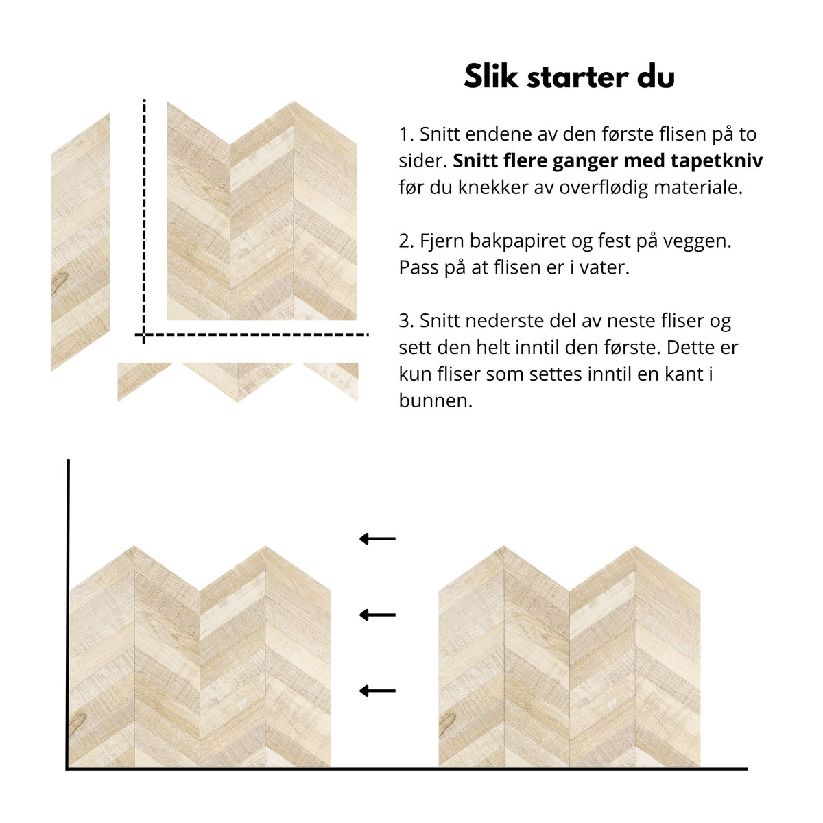 10-pk Nordic Chevron selvklebende veggfliser