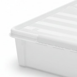 Oppbevaringsboks under seng 60 liter med hjul og transparent lokk