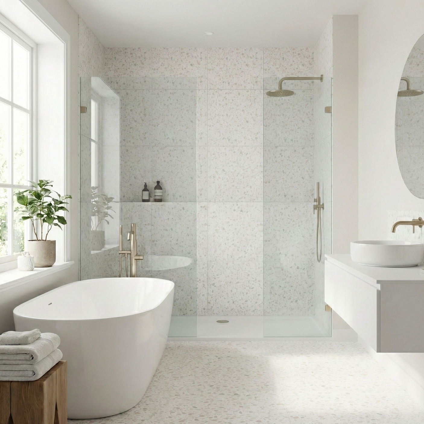 Lisboa Terazzo hvit selvklebende veggfliser