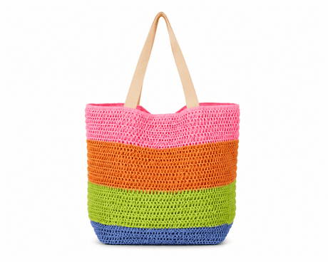 Heklet strandbag med skulderstropper til sommerbruk

