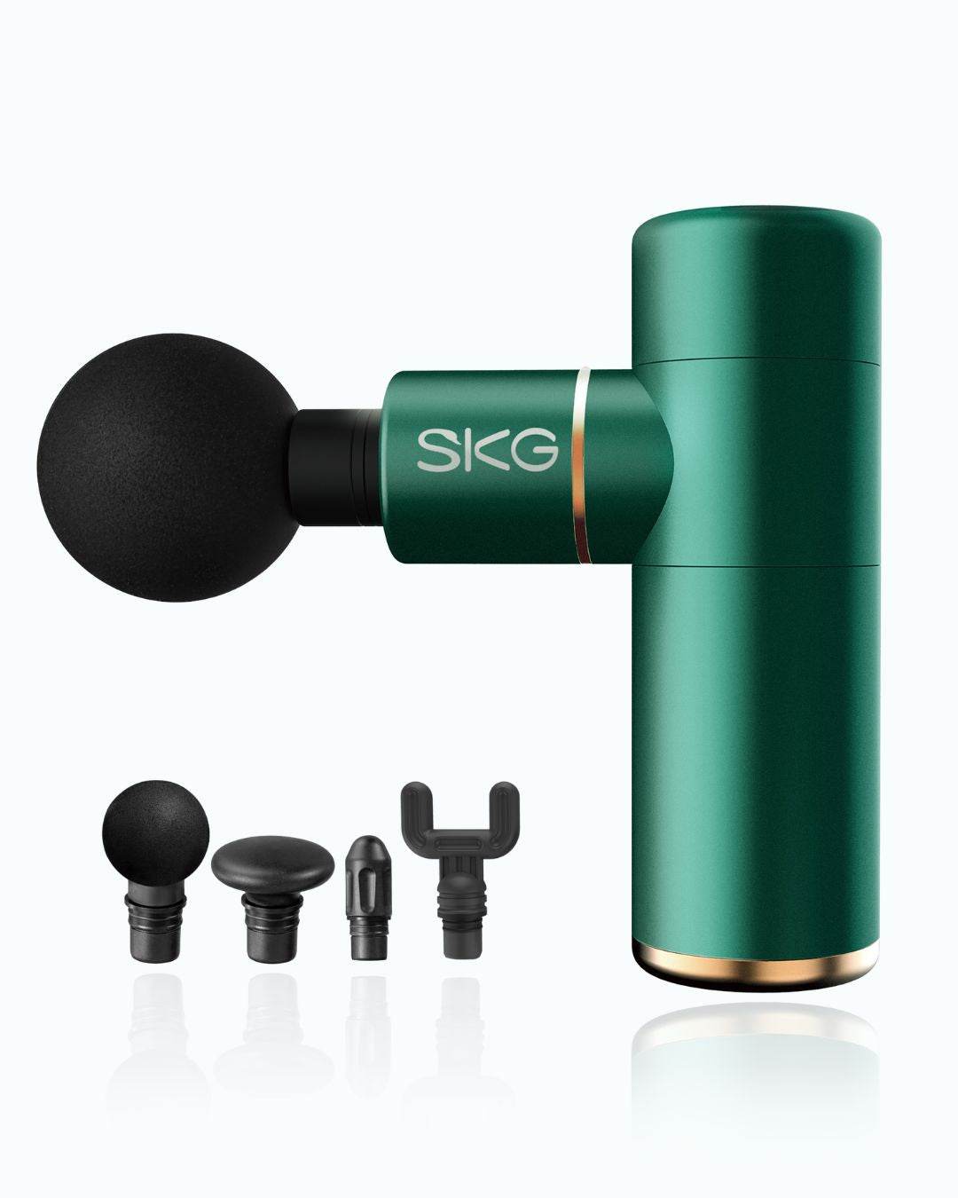 Grønn F3 massasjepistol med utskiftbare massasjehoder