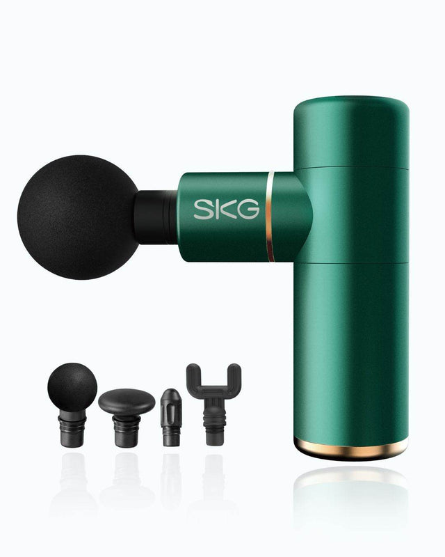 Grønn F3 massasjepistol med utskiftbare massasjehoder