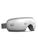 Massasjemaske for migrene og hodepine – sidevisning av øyemassasje med varme, luftkompresjon og justerbar stropp