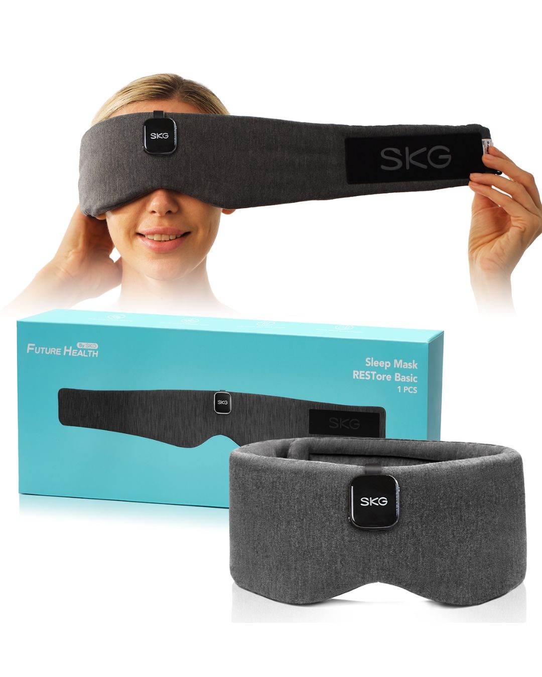SKG Restore Pro sovemaske – premium søvnmaske med lyd, lysblokkerende teknologi og moderne design, levert i gaveeske.