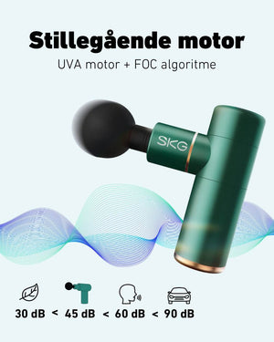 Stillegående massasjepistol under 44 dB med UVA motor og FOC algoritme